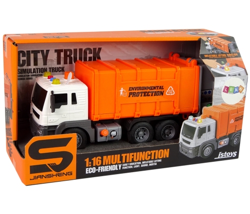 Rubbish Truck Friction Drive Sound Effects Orange 1:16 Segregation