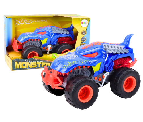 Offroad Car Dinosaur Velociraptor Lights Sounds Drive Blue