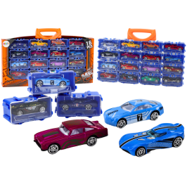 A set of cars with springs in a metal suitcase, 16 pieces