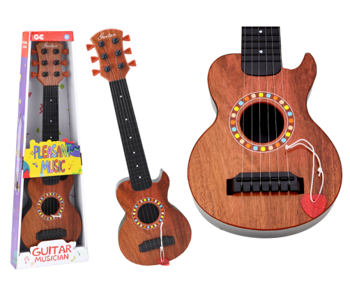 Children's Toy Guitar, Brown Wood Pick