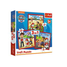 Puzzle 3 in 1 Happy Dogs Paw Patrol Trefl 34867