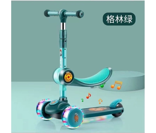 Three-wheeled balance scooter Saddle Green Music Diodes Lion