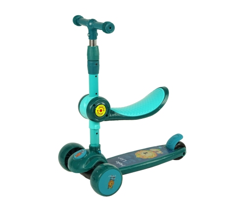 Three-wheeled balance scooter Saddle Green Music Diodes Lion