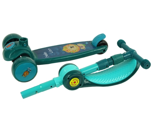 Three-wheeled balance scooter Saddle Green Music Diodes Lion