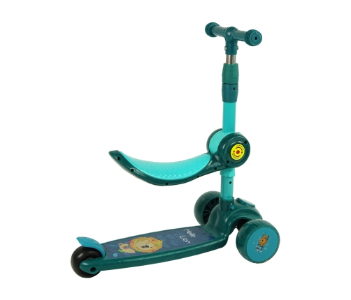 Three-wheeled balance scooter Saddle Green Music Diodes Lion