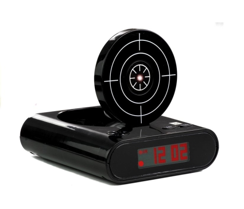 Gun Alarm Clock with Laser Pistol Black