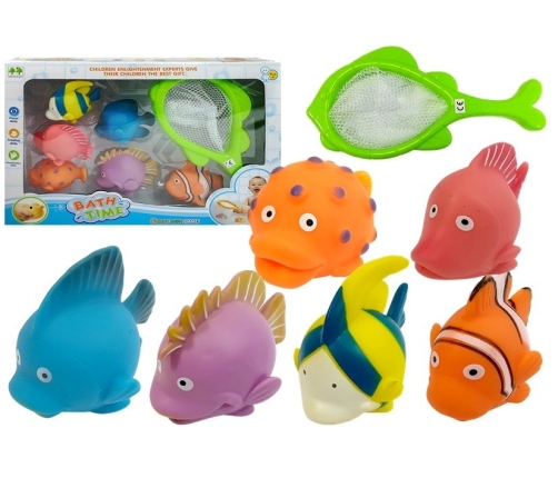 Big Set of Toy Fish For Bathing + Strainer