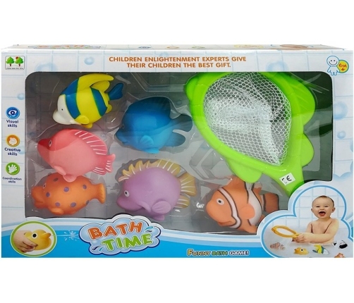 Big Set of Toy Fish For Bathing + Strainer