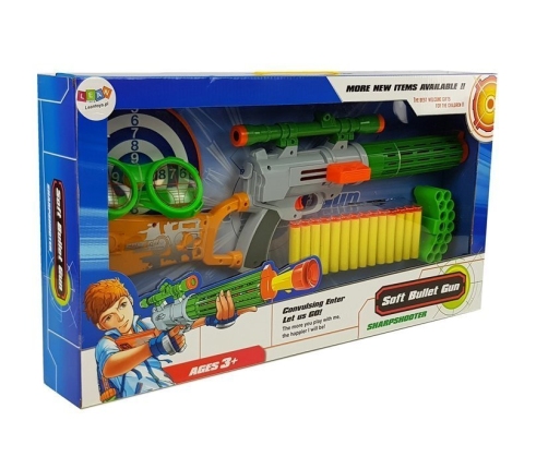 Foam Cartridge Rifle with target for shooting Grey