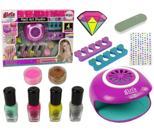 Nail Polish Set Hairdryer Diamonds Glitter