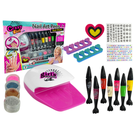 Large Nail Painting Kit Dryer Pens Glitters