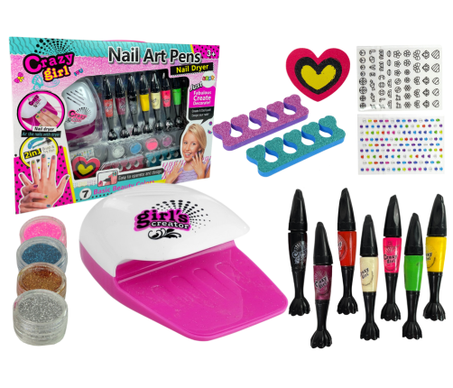 Large Nail Painting Kit Dryer Pens Glitters