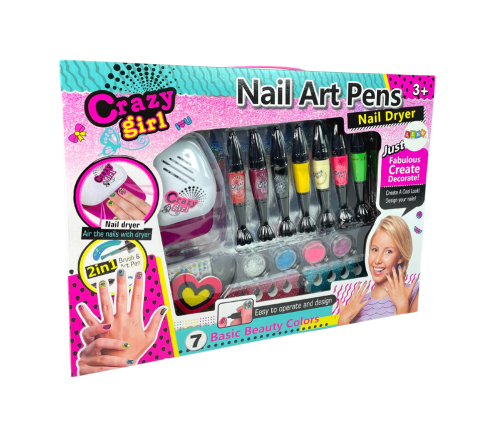 Large Nail Painting Kit Dryer Pens Glitters