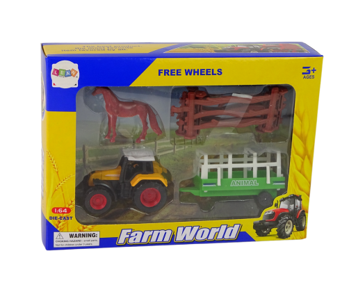 Farm Set Tractor Trailer Horse 1:64