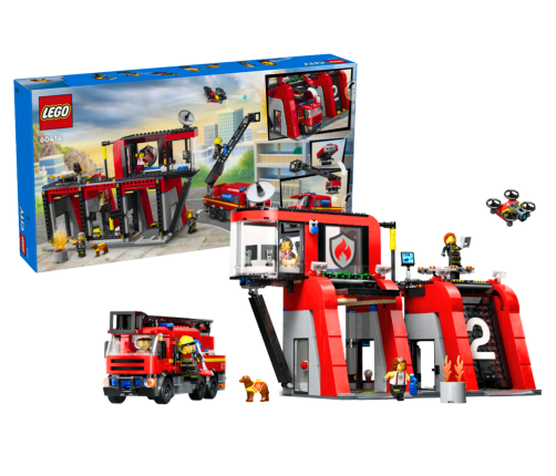 LEGO CITY Bricks Fire Station With Fire Truck 843 Elements 60414