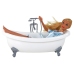 Children's Doll Long Blonde Hair Blue Bathrobe Bathtub Bathroom