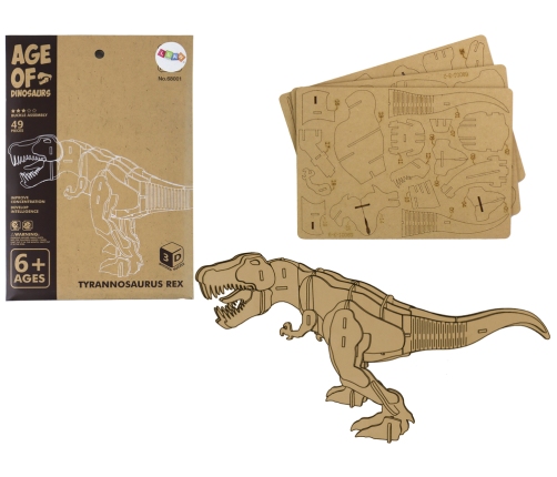 Wooden 3D T-Rex Spatial Puzzle Educational Assemblage 22 Pieces