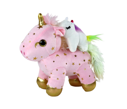 Unicorn Plush Sleeping Animal Lullaby Pink With Stars Set