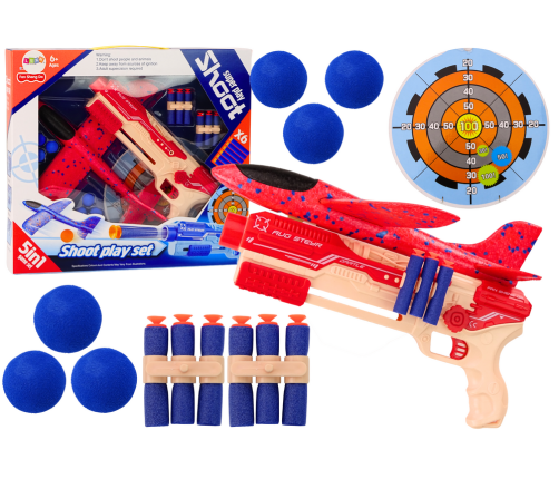 Dart Gun Foam Balls Plane Launcher Shield Set 5in1