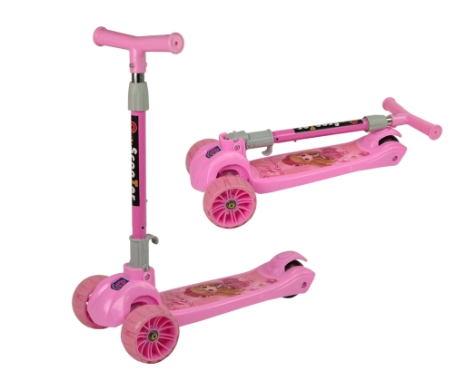 Tricycle Balance Scooter Luminous Wheels Pink Girl