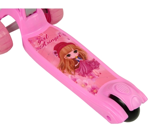 Tricycle Balance Scooter Luminous Wheels Pink Girl