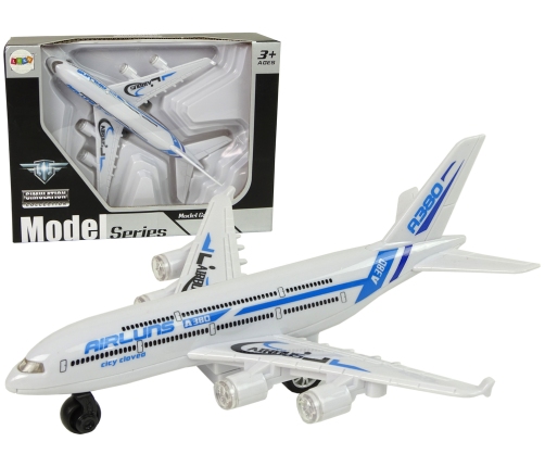 Passenger Plane White with Blue Elements Drive Lights Sound