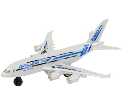 Passenger Plane White with Blue Elements Drive Lights Sound