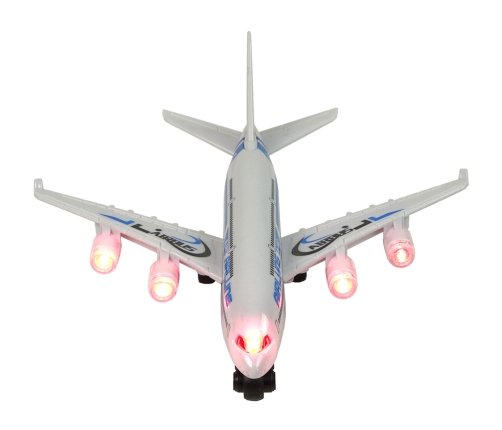 Passenger Plane White with Blue Elements Drive Lights Sound