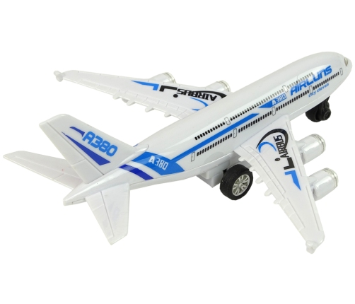 Passenger Plane White with Blue Elements Drive Lights Sound