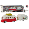 Red Bus with Camping Trailer vehicle set