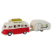 Red Bus with Camping Trailer vehicle set