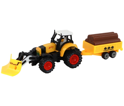 Tractor With Trailer Excavator Bulldozer Agricultural Machine Yellow