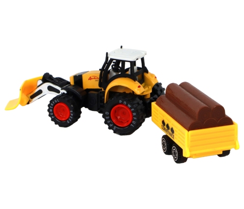 Tractor With Trailer Excavator Bulldozer Agricultural Machine Yellow