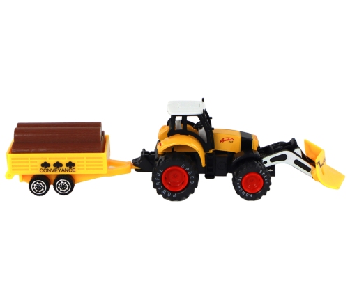 Tractor With Trailer Excavator Bulldozer Agricultural Machine Yellow