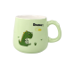 Dinosaur Green Ceramic Mug, Lid, Spoon, 350ml