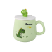 Dinosaur Green Ceramic Mug, Lid, Spoon, 350ml