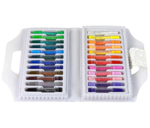 Set of Colored Acrylic Markers in a Suitcase, 24 Pieces