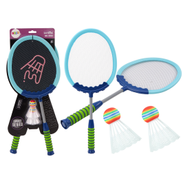 Set of 2 Badminton Rackets Blue Badminton Shuttlecocks