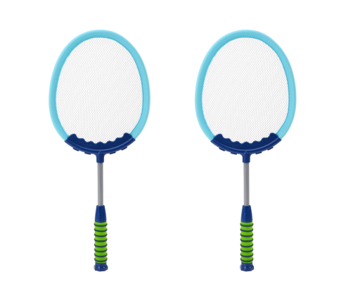 Set of 2 Badminton Rackets Blue Badminton Shuttlecocks