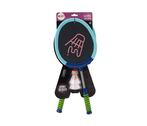 Set of 2 Badminton Rackets Blue Badminton Shuttlecocks