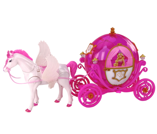 Carriage With Horse Doll Princess Carriage Pink Pegasus Set