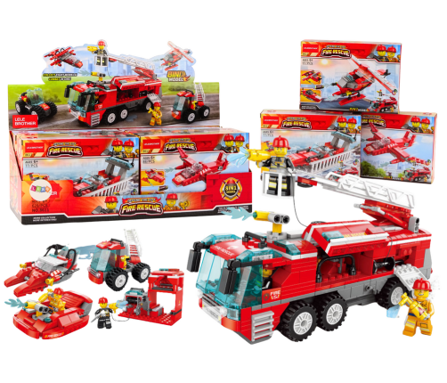 Fire Department Boot Airplane Helicopter Construction Blocks MIX