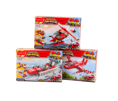 Fire Department Boot Airplane Helicopter Construction Blocks MIX