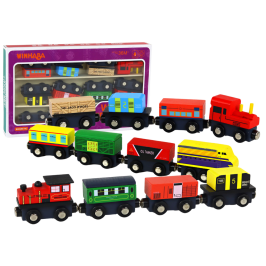 Train Train Wooden Locomotive Magnet Carriages Mix Set 12 pieces.