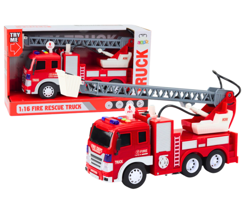 Fire Truck With Boom 1:16 Lights Sounds Water Drive Red