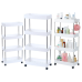 Mobile Shelf 4 Shelves White on Wheels