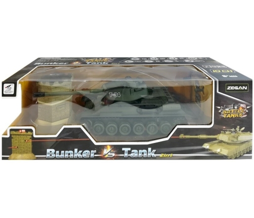 R/C Tank 1:28 with Enemy Bunker Green T-34