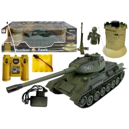 R/C Tank 1:28 with Enemy Bunker Green T-34