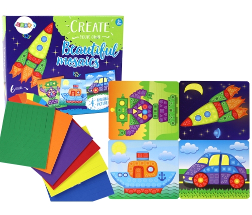 Creative Set Colorful Mosaic Rocket Scrapbook