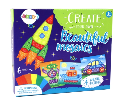 Creative Set Colorful Mosaic Rocket Scrapbook